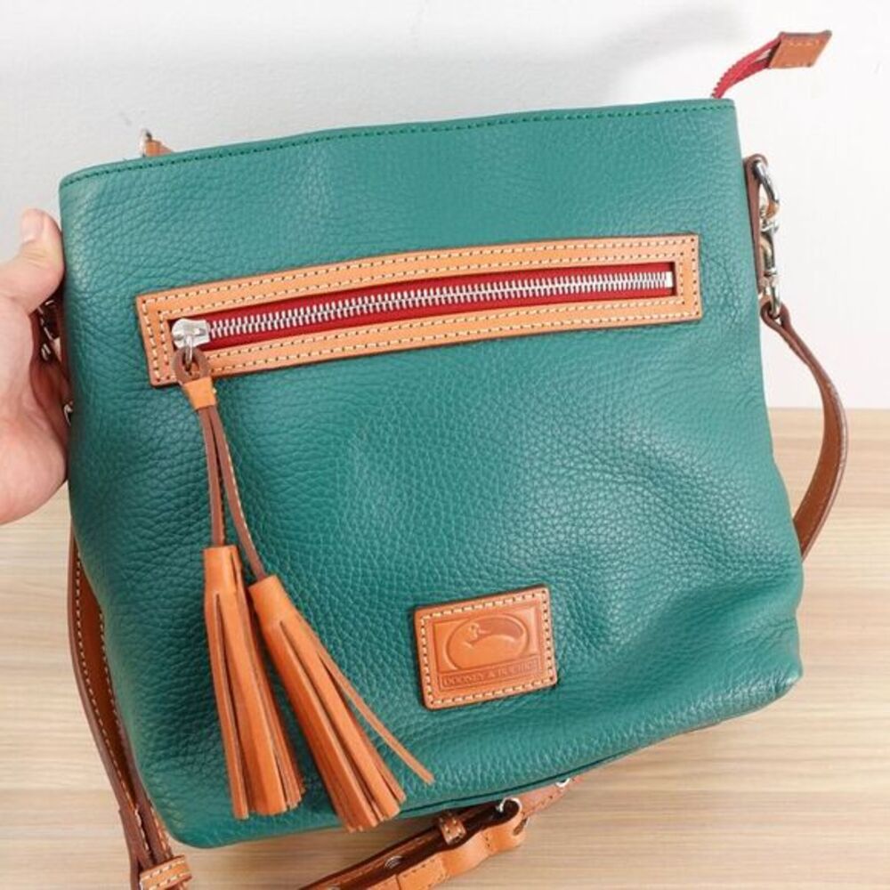 Dooney Bourke Crossbody Bag Green Boho Festival Patterson Pebble Leather Duck